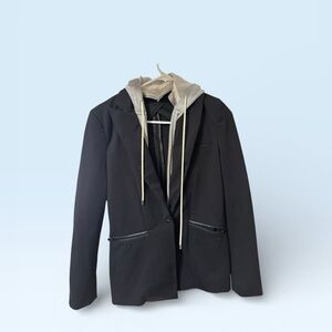 Peyton Jensen Luxury Men's or Women’s Black Blazer with Gray Hoodie